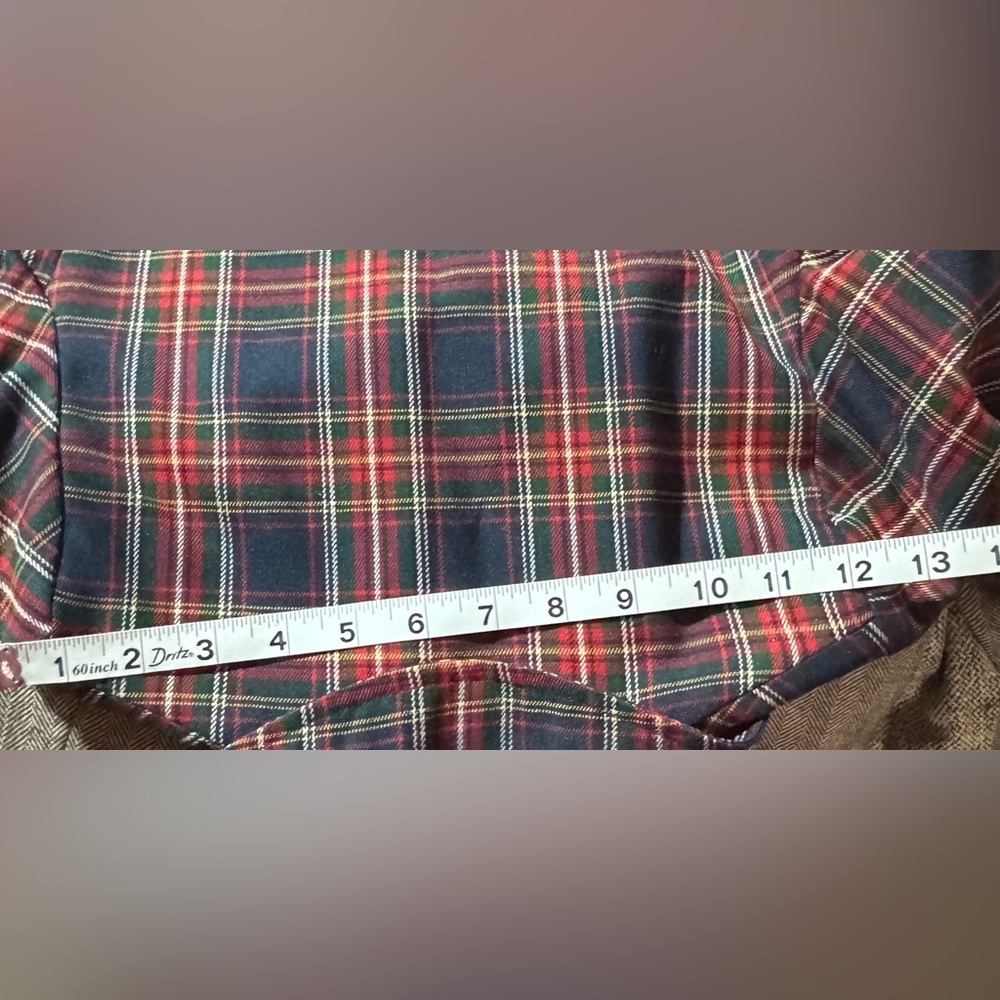 Vintage Whimsey Boys Plaid Pea Coat Double Breasted Navy Red Size 5 Wool Look - Picture 7 of 9